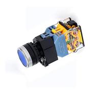 Vogueing Tool Interrupteur à bouton-poussoir autobloquant 22 mm CA 220 V à verrouillage automatique, plat, rond, 1 NO 1 NC, indicateur LED pour circuits électriques - Bleu