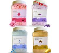 VogueNow Lot de 4 masques faciaux en gelée de qualité supérieure pour le visage - Rose bulgare, or 24 carats, lavande et acide hyaluronique - Masque en gelée hydratant, éclaircissant et nourrissant |