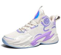 Voguerra Chaussures de Basket-Ball Montantes for Hommes, Amorti et Maintien Fans de Basketball(Beige,36 EU)