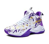 Voguerra Chaussures de Basket-Ball Montantes for Hommes, Amorti et Maintien Fans de Basketball(Purple,36 EU)