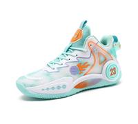 Voguerra Chaussures de Basket-Ball Montantes for Hommes, Chaussures de Sport Tendance à Motif Graffiti Fans de Basketball(Cyan,39 EU)