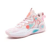Voguerra Chaussures de Basket-Ball Montantes for Hommes, Chaussures de Sport Tendance à Motif Graffiti Fans de Basketball(White Red,45 EU)