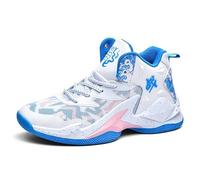 Voguerra Chaussures de Basket Montantes for garçons, Baskets rembourrées avec Maintien Respirant for l'entraînement Sportif des Jeunes Fans de Basketball(White Pink,38 EU)