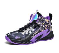 Voguerra Chaussures de Basket Montantes for garçons, Chaussures de Sport Respirantes et amortissantes Fans de Basketball(Purple,42 EU)