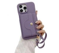 VogueSkin Étui portefeuille 3 en 1 en cuir de qualité supérieure, porte-cartes et miroir de maquillage caché, béquille pliable avec lanière et fermoir à pression (violet, Phone 13 Pro Max)
