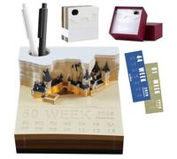 VOHESEA Calendrier 2026 de Table 3D et Accessoires - Magic Castle - Blocs Détachables et Notes Adhésives - Ornement de Bureau et Sculpture en Papier - Calendrier Hebdomadaire LED - Ldée Cadeau