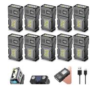 VOHIVI Lot de 10 lampes de poche à clipser - Lampes de poche à clip haute luminosité avec base magnétique, charge USB-C d'urgence, activités de plein air, camping, promenade du chien
