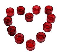 VOHO Lot de 12 bougeoirs Rouges pour Centre de Table, pour Bougies Chauffe-Plat, Bougies votives, en Verre, Cadeau pour Elle, Saint-Valentin, Noël (5 x 3,6 cm)
