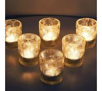 Vohocandle Ginkgo Biloba Lot de 12 photophores transparents pour bougie chauffe-plat en verre pour chambre, jardin, Halloween, décoration de mariage (5,5 x 6,5 cm)
