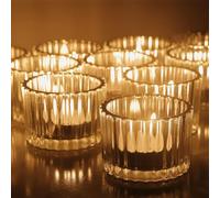 Vohocandle Lot de 12 Photophore Verre Transparent pour, Bougeoir Verre Centre de Table Mariage, Contenant pour Bougie pour Centre de Table, Décoration de Noël (5 cm L x 3,5 cm H/0,06 kg)