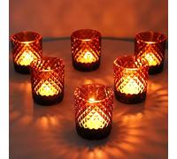 Vohocandle Lot de 12 photophores en Verre ambré Vintage pour Mariage, Festival, Vacances