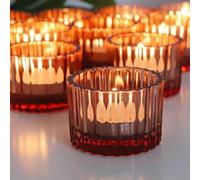 Vohocandle Lot de 12 photophores en verre côtelé pour la Saint-Valentin, pour mariage, décoration de chambre (3,5 cm H x 5 cm)