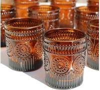 Vohocandle Lot de 12 photophores Marron pour la décoration de Table de Mariage, photophores votifs pour fête et Vacances