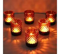 Vohocandle Lot de 12 photophores marron vintage en verre pour décoration de table de mariage bohème, pour Halloween, Thanksgiving