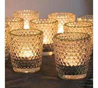 Vohocandle Lot de 12 photophores Transparents avec Bord doré en Verre pour décoration de Table, Mariage, Anniversaire et décoration de la Maison