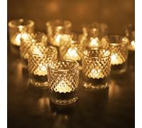 Vohocandle Lot de 12 photophores Transparents de Style Vintage en Verre pour décoration de Table de Mariage