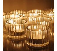 Vohocandle Lot de 12 photophores transparents en verre pour centre de table 5 x 3,5 cm - Pour mariage, fête d'anniversaire, décoration d'intérieur