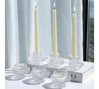 Vohocandle Lot de 6 bougeoirs transparents pour bougies chauffe-plat et chandeliers coniques en verre pour centre de table de mariage, bougeoirs pour étagère, porche, décoration d'intérieur