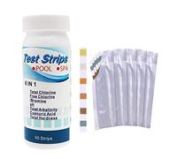 Voiakiu 6 en 1 Testeur Chlore en Bandelette pour Piscine et Spa - 50 d'Analyse et Test l'alcalinité Totale, pH, Chlore Libre, dureté Totale, Acicyanurique et CHL Total