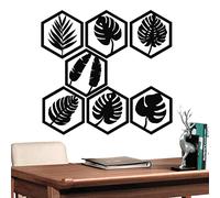 Voiakiu Autocollants muraux en nid d'abeille | Sticker Mural Feuilles Tropicales pour la décoration intérieure,7 pièces Bois hexagone Bricolage Sticke muraux décoration Murale, Autocollant Ural