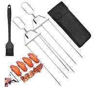 Voiakiu Brochette à 3 Broches, Brochettes de Barbecue pour Griller, Brochettes en Acier Inoxydable avec Curseur de Barre de Poussée Lisse, Accessoires De Barbecue pour Viande Légumes
