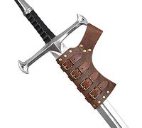 Voiakiu Grenouille médiévale en Cuir,Porte-Fourreau de Ceinture médiéval pour Homme | Ceinture rétro en Faux Cuir pour épées et fourreaux, Noir/Marron, réglable