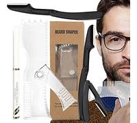 Voiakiu Mise en Forme Barbe,Kit d'outils modelage Barbe en Caoutchouc antidérapant pour Hommes - 3 en 1 Barbe Outil Mise en Forme modèle Moustache Rotatif Coupe-Rasage
