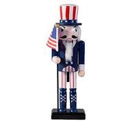 Voiakiu Ornements Casse-Noisette, Casse-Noisette Soldat Porteur du Drapeau américain, Soldat Casse-Noisette en Bois pour décoration d'étagères et Tables, Excellent Cadeau Noël