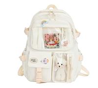 Voiakiu Sac à Dos Kawaii avec épingle et Accessoires - Sac à Grancapacité - Harajukue Japonais en Toile avec épingle