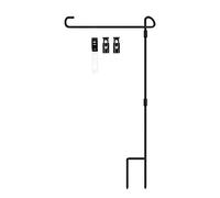 Voiakiu Support en fer pour jardin - Support vertical pour drapeau jardin avec 2 ressorts coupe-vent et 1 clip - Support drapeau jardin avec un clip tigre et deux butées à ressort