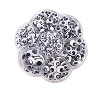 Voiakiu Yeux Mobiles Auto-adhésifs, 800 pièces PP Wiggle Googly Eyes avec Auto-adhésif 4/5/6/7/8/10/12 mm, Yeux écarquillés Ronds Noirs Collants pour l'artisanat Bricolage Noël Halloween
