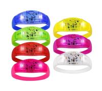 Voice Activated Bracelets - 7 Pack LED Glow Accessories, Sound Sensor Light Up, Flexible Silicone Band, Multi Color Flashing Modes | Light Up Bracelets For Children Boys Girls Home Indoor Outdoor