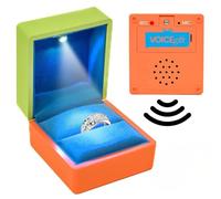 VOICEGIFT Boîte à bagues enregistrable avec lumière LED - Enregistre Votre Voix et Plusieurs Messages Jusqu'à 60 Secondes - Utilisation pour Fiançailles et Occasions Spéciales - Saumon/Vert Citron
