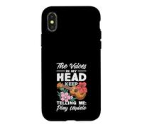 Voices in My Head Telling Me Play Ukulélé Fleur Tropicale Coque pour iPhone X/XS