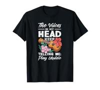 Voices in My Head Telling Me Play Ukulélé Fleur Tropicale T-Shirt