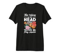 Voices in My Head Telling Me Play Ukulélé Fleur Tropicale T-Shirt Haut de Gamme