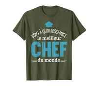 Voici à Quoi Ressemble Le Meilleur Chef du Monde Cadeau Chef T-Shirt, Homme, Olive, XL