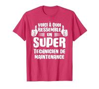 Voici à Quoi Ressemble Un Super Technicien de Maintenance T-Shirt, Homme, Rouge Chiné, S