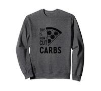 Voici Comment Je Coupe Les Glucides, Une Tranche de Pizza, Un régime Amusant Sweatshirt, Unisexe pour Adultes, Chiné Foncé, S