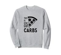 Voici Comment Je Coupe Les Glucides, Une Tranche de Pizza, Un régime Amusant Sweatshirt, Unisexe pour Adultes, Gris Chiné, S