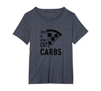 Voici Comment Je Coupe Les Glucides, Une Tranche de Pizza, Un régime Amusant T-Shirt, Femme Grandes Tailles, Bleu Chiné, 4X