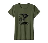 Voici Comment Je Coupe Les Glucides, Une Tranche de Pizza, Un régime Amusant T-Shirt, Femme, Olive, M