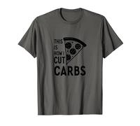 Voici Comment Je Coupe Les Glucides, Une Tranche de Pizza, Un régime Amusant T-Shirt, Homme, Asphalte, L