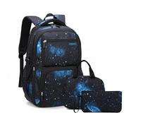Voici et Voila 3pcs Sac à Dos Garçon 8-12 Ans Cartable Primaire Garcon Cartable à Dos Enfant Garcon Fille Sac Scolaire Ecolier Cartables Scolaires Enfant CE1 CE2 Noir Galexy 30x46x23cm