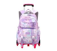 Voici et Voila Cadeaux Scolaire Cartable Roulettes Scolaires Filles Primaire Sac à Dos Filles Roulettes Sac Bagage Cabine Voyage Enfant Violet 34x20x47cm