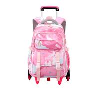 Voici et Voila Cadeaux Scolaire Cartable Roulettes Scolaires Filles Primaire Sac à Dos Filles Roulettes Sac Bagage Cabine Voyage Enfant Rose 34x20x47cm