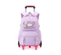 Voici et Voila Cadeaux ScolaireSac à Dos Roulettes Filles Sac Cabine Voyage Enfant Cartable Roulettes Scolaires Filles CE1 CE2 Primaire Violet 30X16X45CM