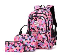 Voici et Voila Raincover offert 4pcs Sac à Dos Fille Cartable à Dos Enfant Grand Sac Scolaire Ecolier Cartable Fille Primaire Noir Rouge 33 * 24 * 48cm