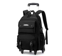 Voici et Voila Sac à Dos Roulettes Enfant Bagage Cabine Voyage Enfant Garcon Fille Cartable Roulettes Scolaires 6-12 Ans Primaire Noir 34X20X49CM