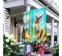 Voici Le Gros Lapin De Pâques, Le Mignon Berger Allemand Drapeau De Jardin Double Face Jardin Signe Coupe-Vent Et Étancheune Drapeaux De Vacances Décoration Pour Extérieure Pelouse Maison M